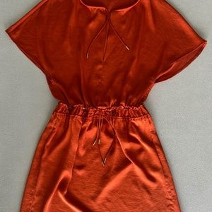 Maje Rimette Orange Satin Dress